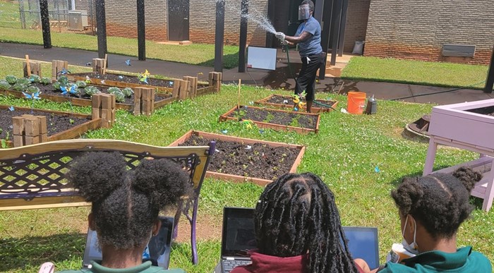 students and gardening